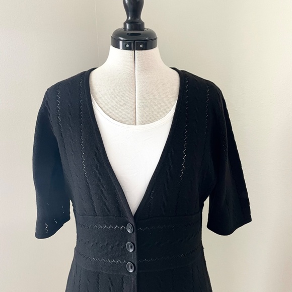Madison Studio Black V-Neck Long Sweater Button Up Elbow Length Sleeve Sz Med - Picture 7 of 16